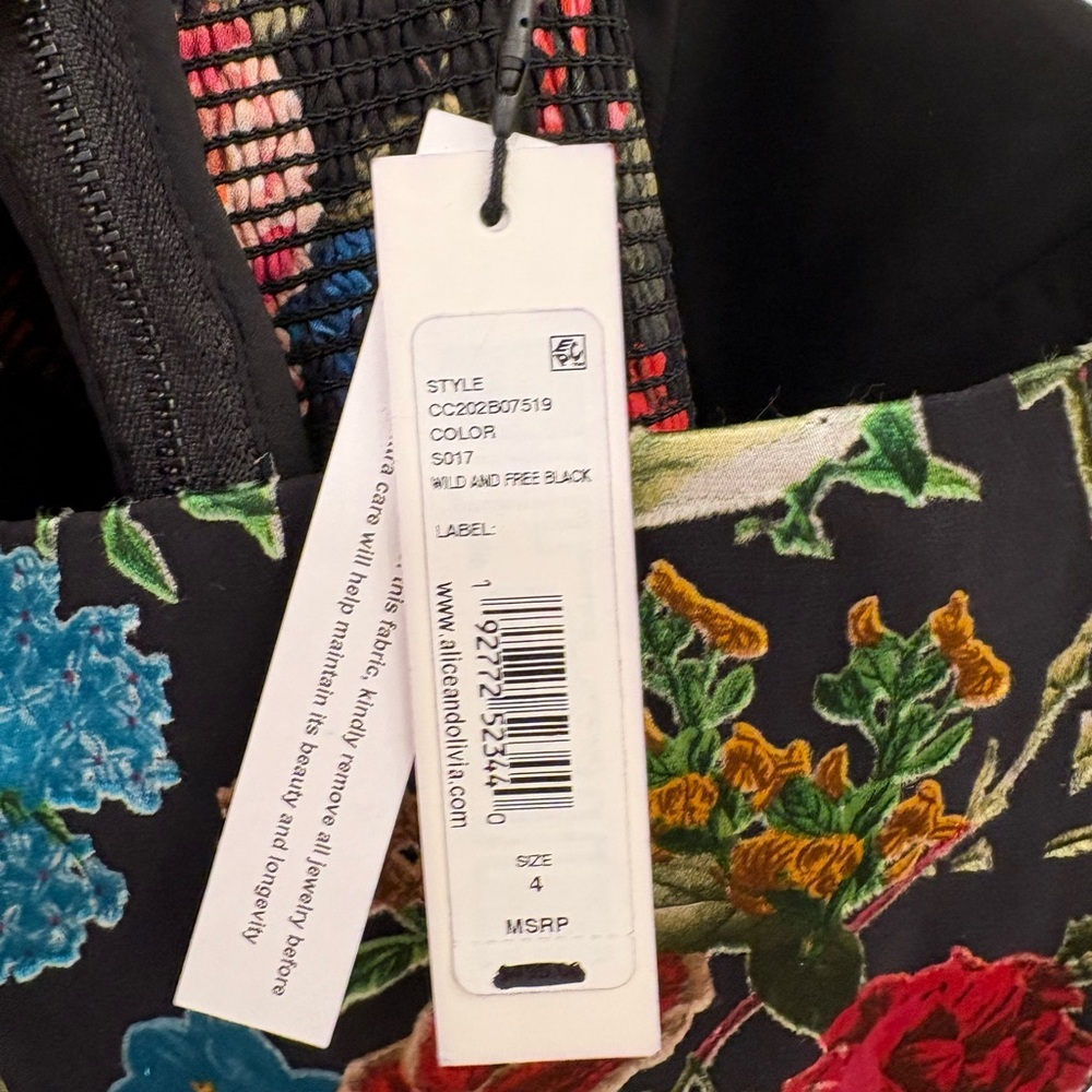 Alice + Olivia Heather Handkerchief Floral Silk Blend Dress Size 4 - Picture 6 of 15